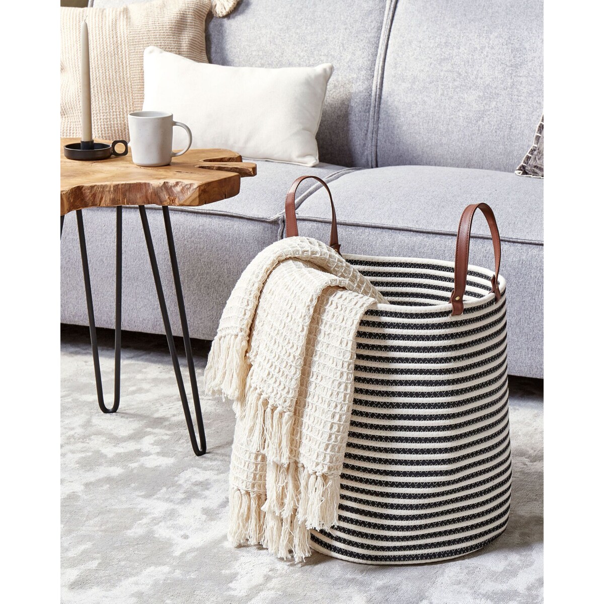 Kosz bawełniany biało-czarny ICHKA