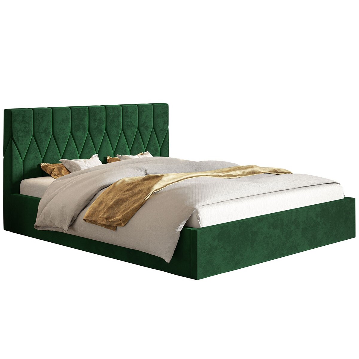 Łóżko sypialniane 160x200 OLDO 9 z pojemnikiem- butelkowa zieleń