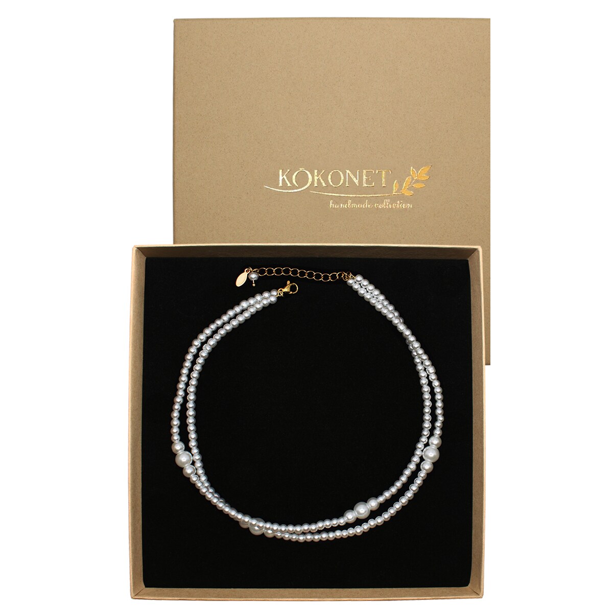 PERŁOWY naszyjnik złoty przekładany choker ELEGANCKI ślubny klasyczny TREND