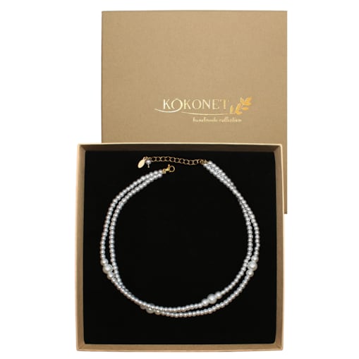 PERŁOWY naszyjnik złoty przekładany choker ELEGANCKI ślubny klasyczny TREND