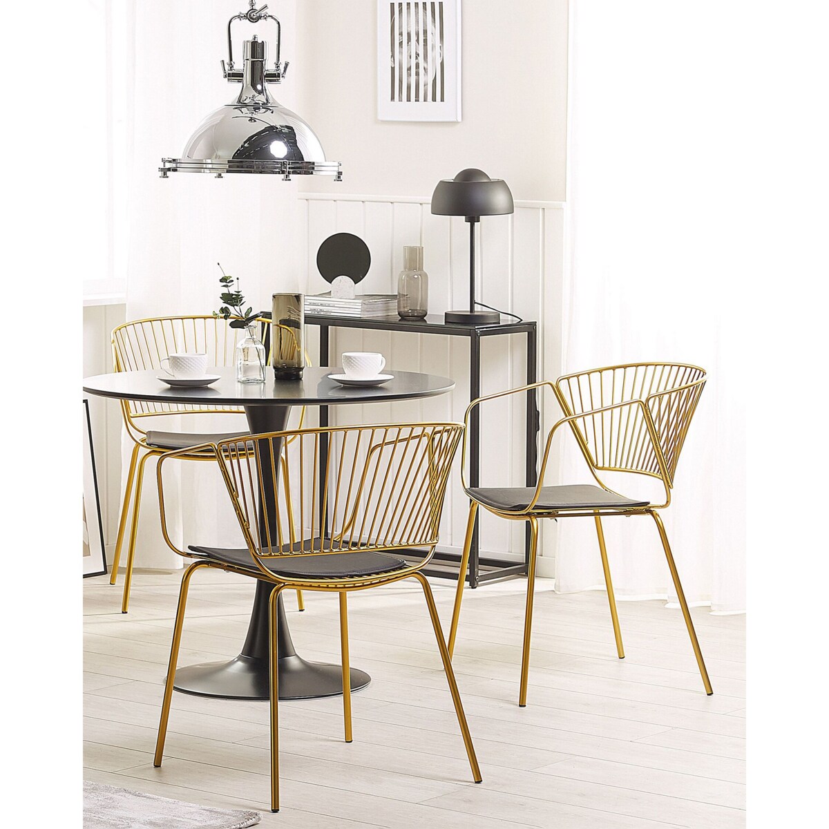 Zestaw 2 metalowych krzeseł do jadalni złoty RIGBY