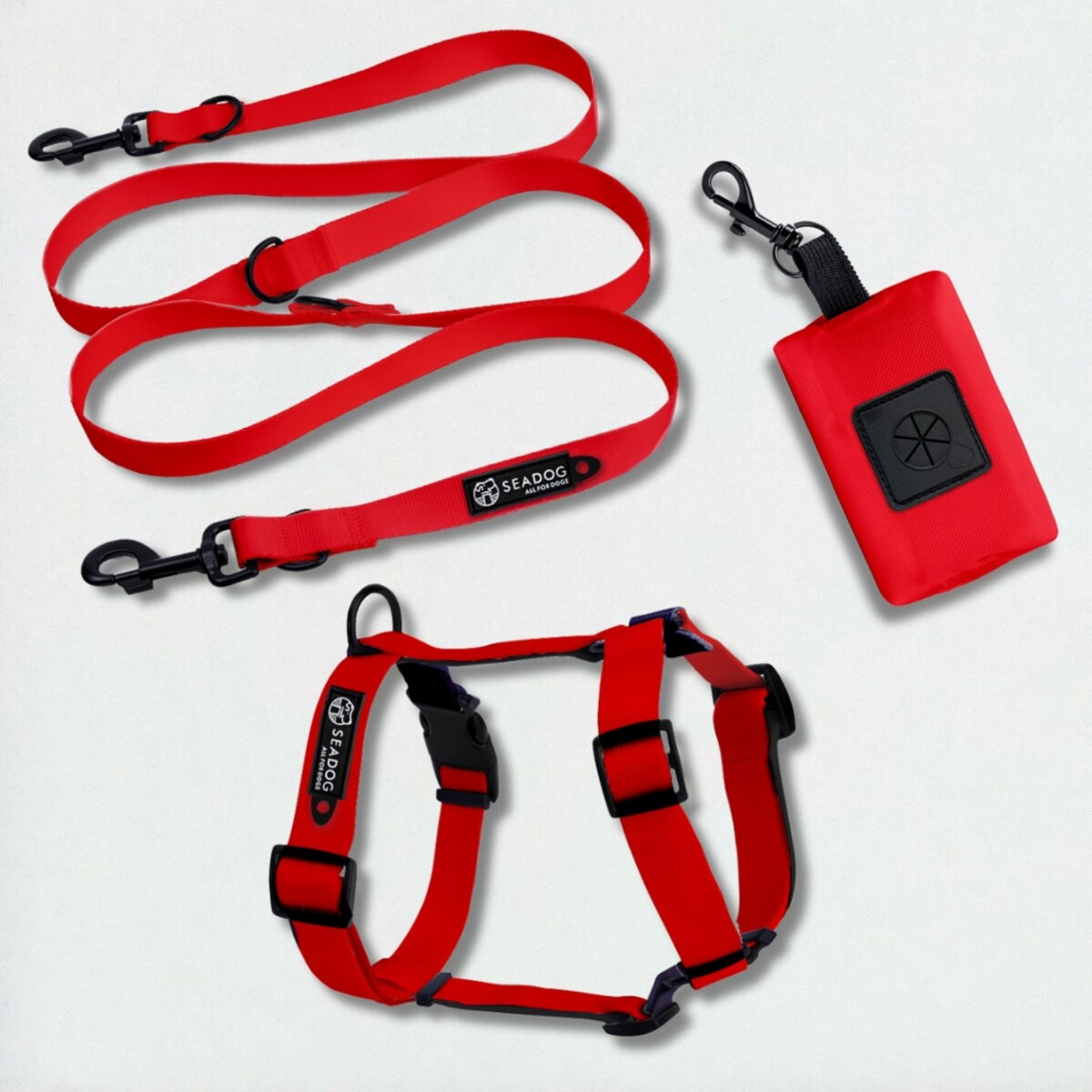 Zestaw: szelki guard, smycz i saszetka na kupoworki, rozmiar L