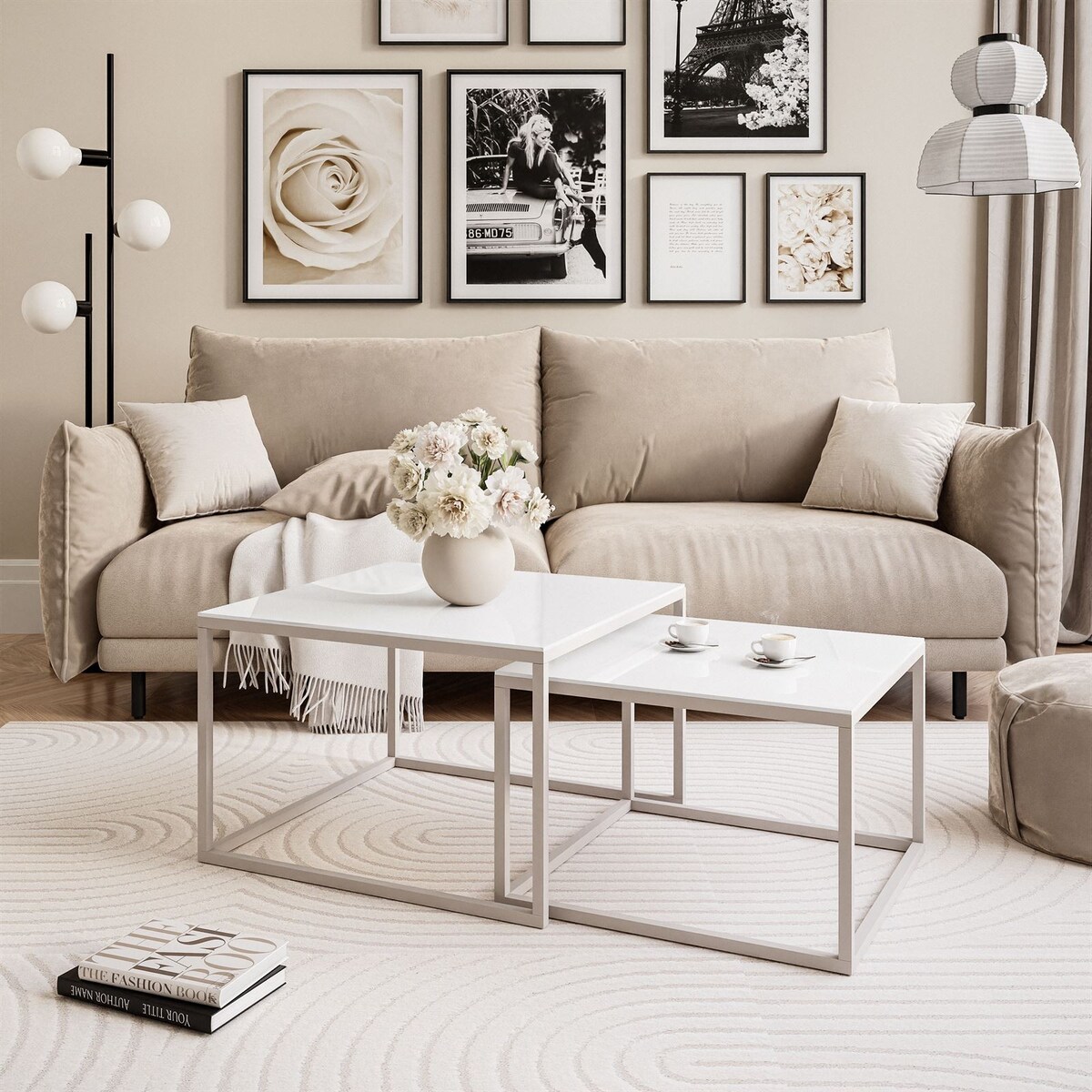 Stolik YOSHI 2w1 kaszmir białe szkło