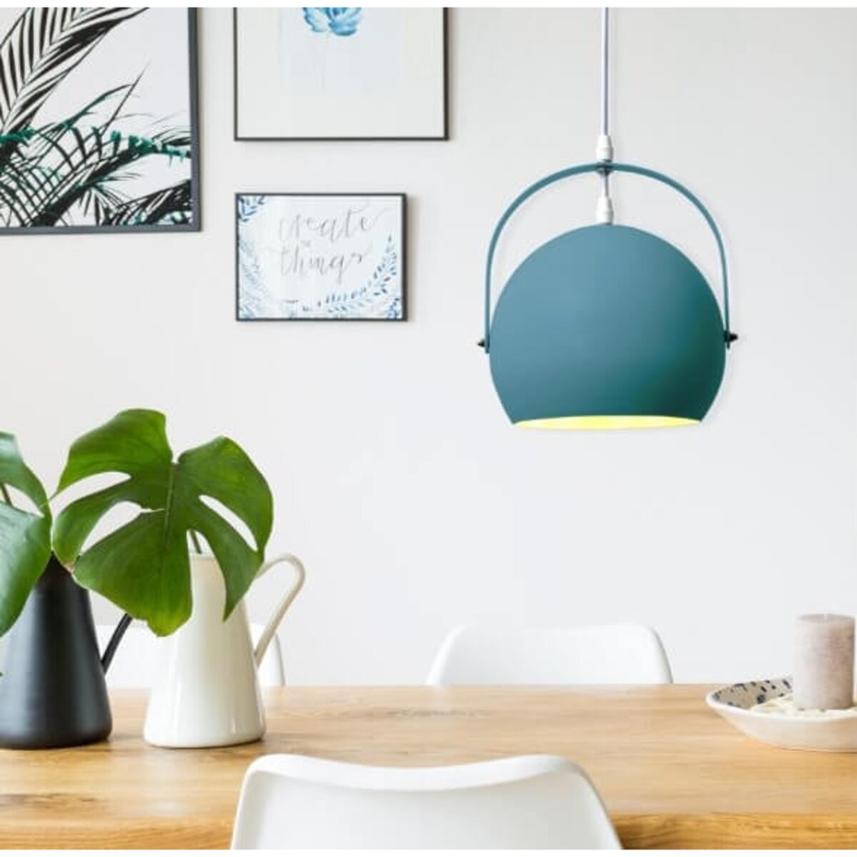 Niebieska lampa wisząca Colorado metalowa kula nad stół