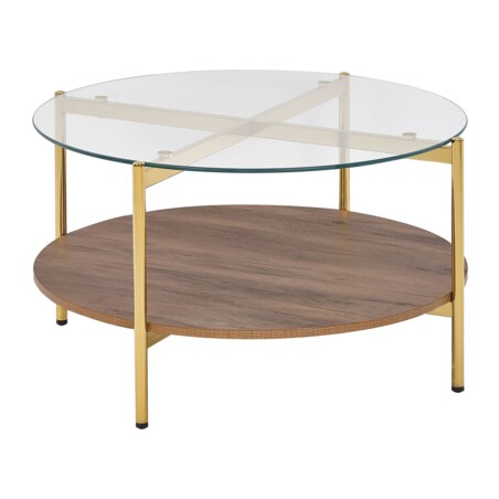 Stolik kawowy Żelazo Fornirowany Złoty LOVELL