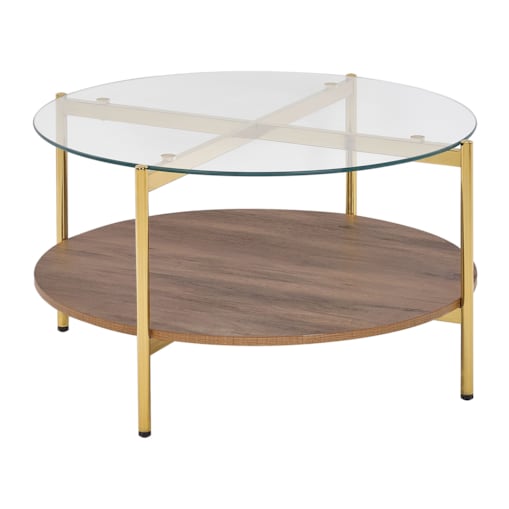 Stolik kawowy Żelazo Fornirowany Złoty LOVELL