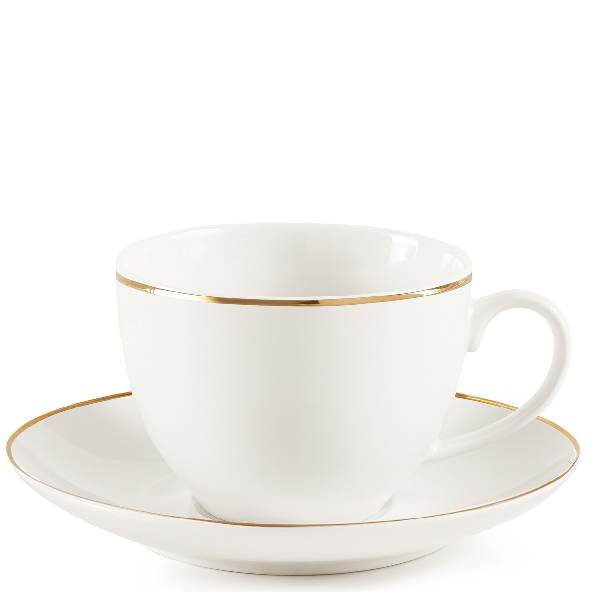 KONSIMO AD BELLA, Filiżanka do kawy ze spodkiem 6 szt., kolor ecru/złoty