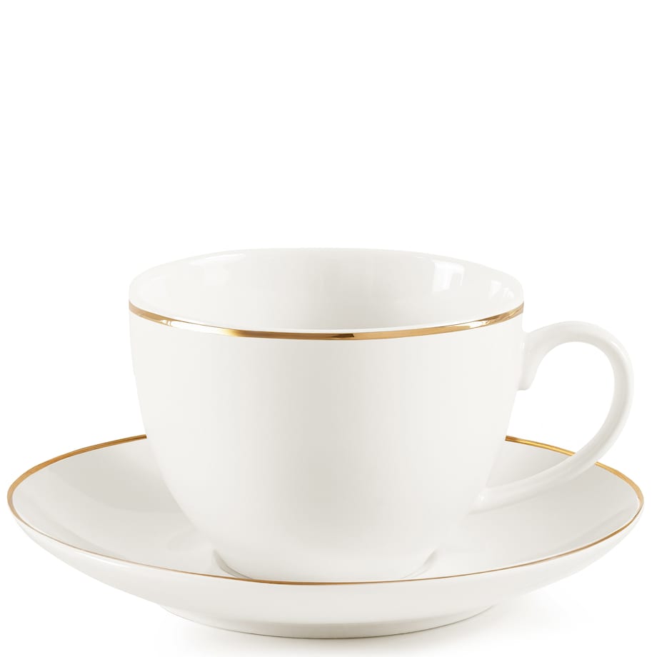 KONSIMO AD BELLA, Filiżanka do kawy ze spodkiem 6 szt., kolor ecru/złoty