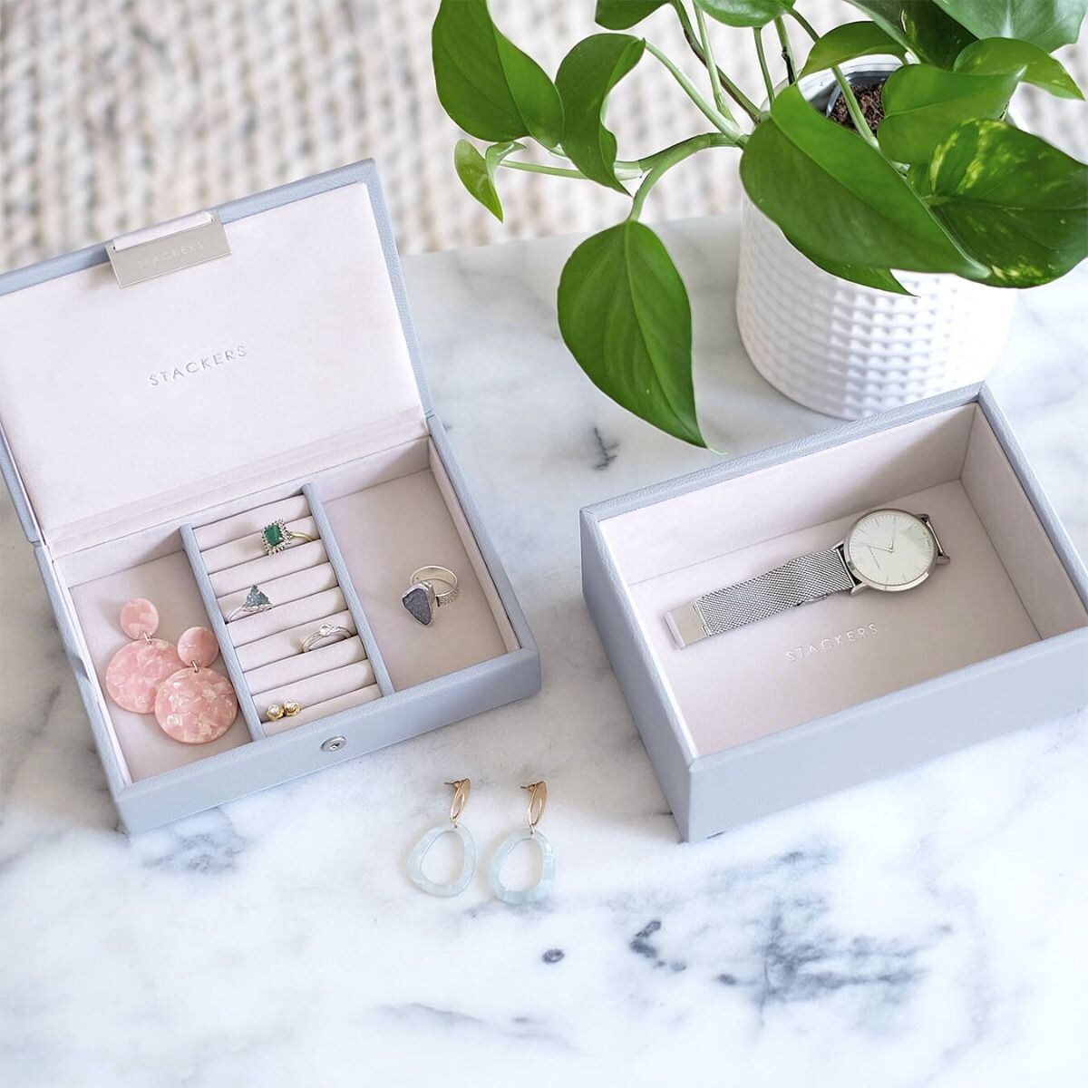 Szkatułka na biżuterię Stackers podwójna mini lawendowa