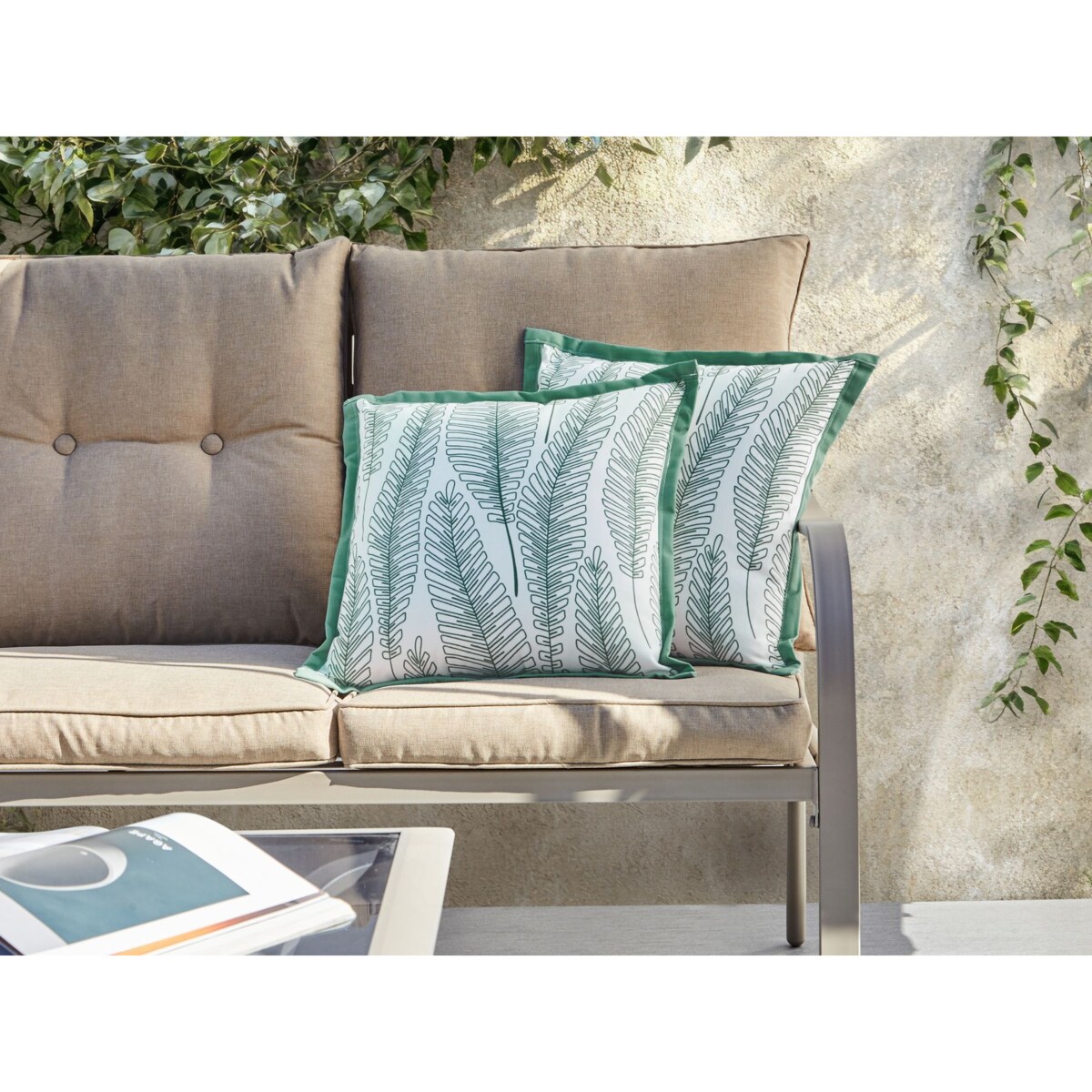 Zestaw 2 poduszek ogrodowych MEADOW Wzór roślinny 45 x 45 cm Zielony