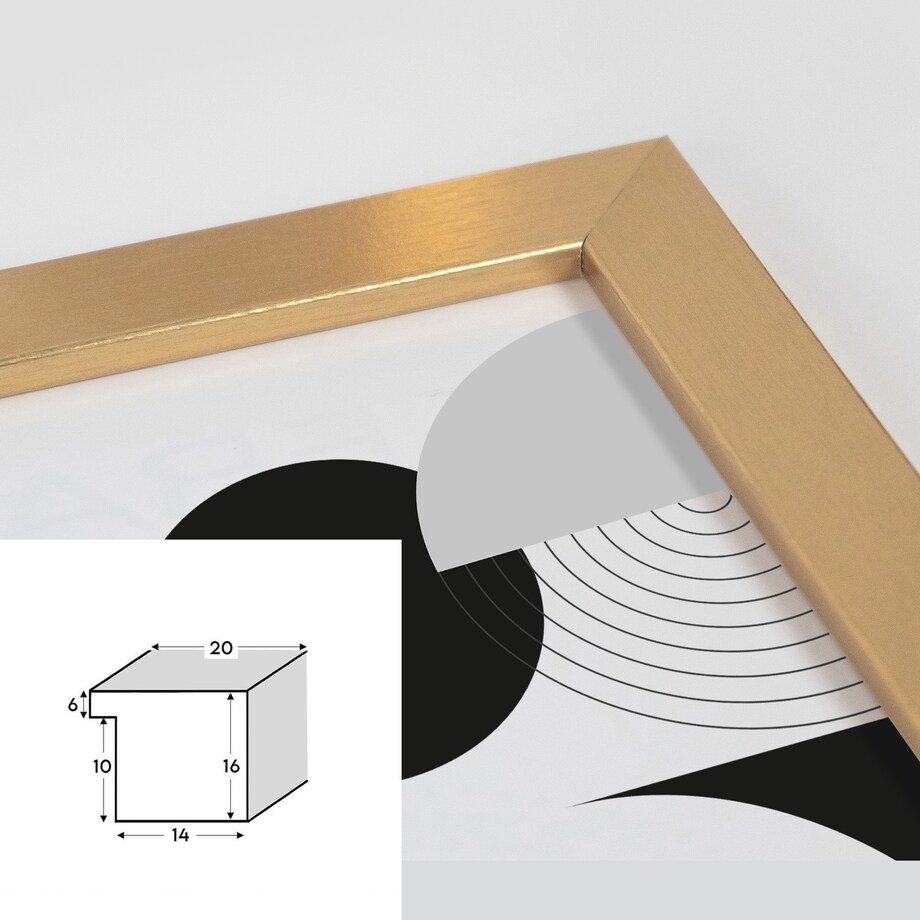 Ramka na zdjęcia 30x30 cm złota rama MDF z plexi do powieszenia pion poziom klasyczna kwadratowa ramka FRAMAI®