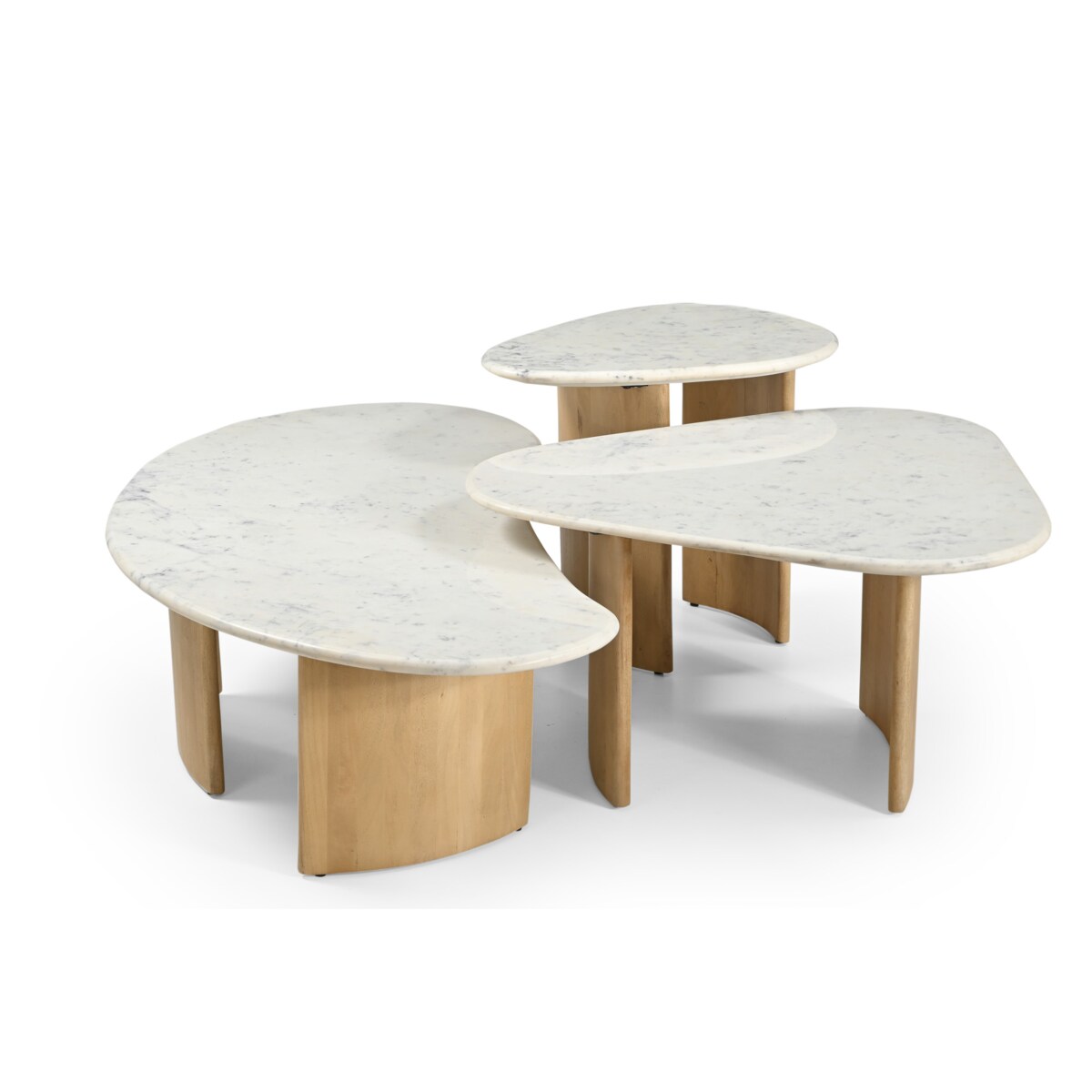 Stolik pomocniczy Lecce 84 × 76 - Biały Marmur & Jasny Dąb Mango