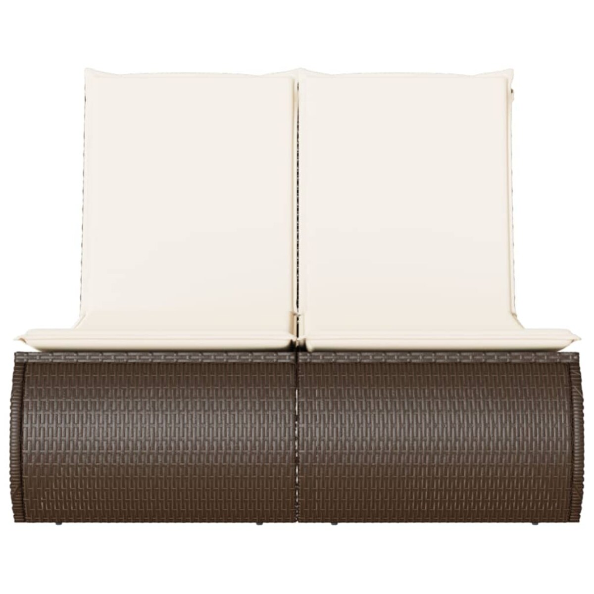 vidaXL Podwójna leżanka z poduszkami, brązowa, polirattan