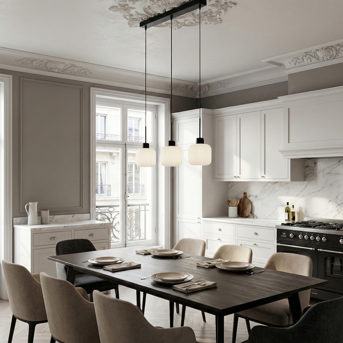 lampa wisząca 3 punktowa edylit białe klosze loft