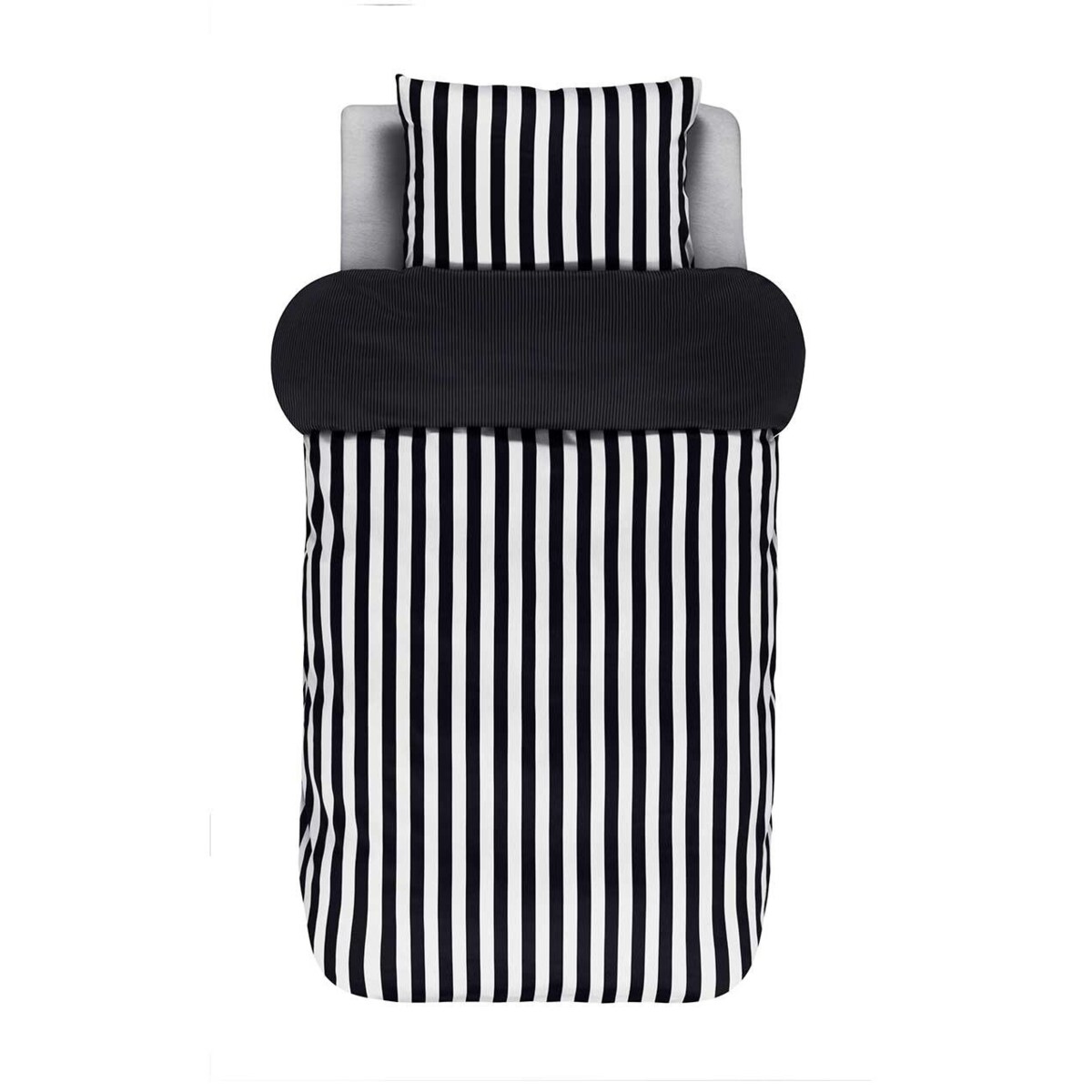 Ekskluzywna pościel z satyny bawełnianej w klasyczne czarne pasy, pościel dekoracyjna, nowoczesna pościel, Marc O'Polo
