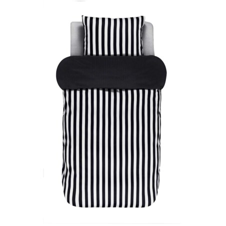 Ekskluzywna pościel z satyny bawełnianej w klasyczne czarne pasy, pościel dekoracyjna, nowoczesna pościel, Marc O'Polo