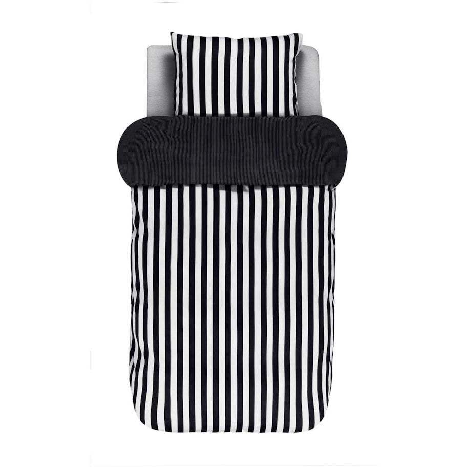 Ekskluzywna pościel z satyny bawełnianej w klasyczne czarne pasy, pościel dekoracyjna, nowoczesna pościel, Marc O'Polo