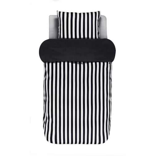 Ekskluzywna pościel z satyny bawełnianej w klasyczne czarne pasy, pościel dekoracyjna, nowoczesna pościel, Marc O'Polo