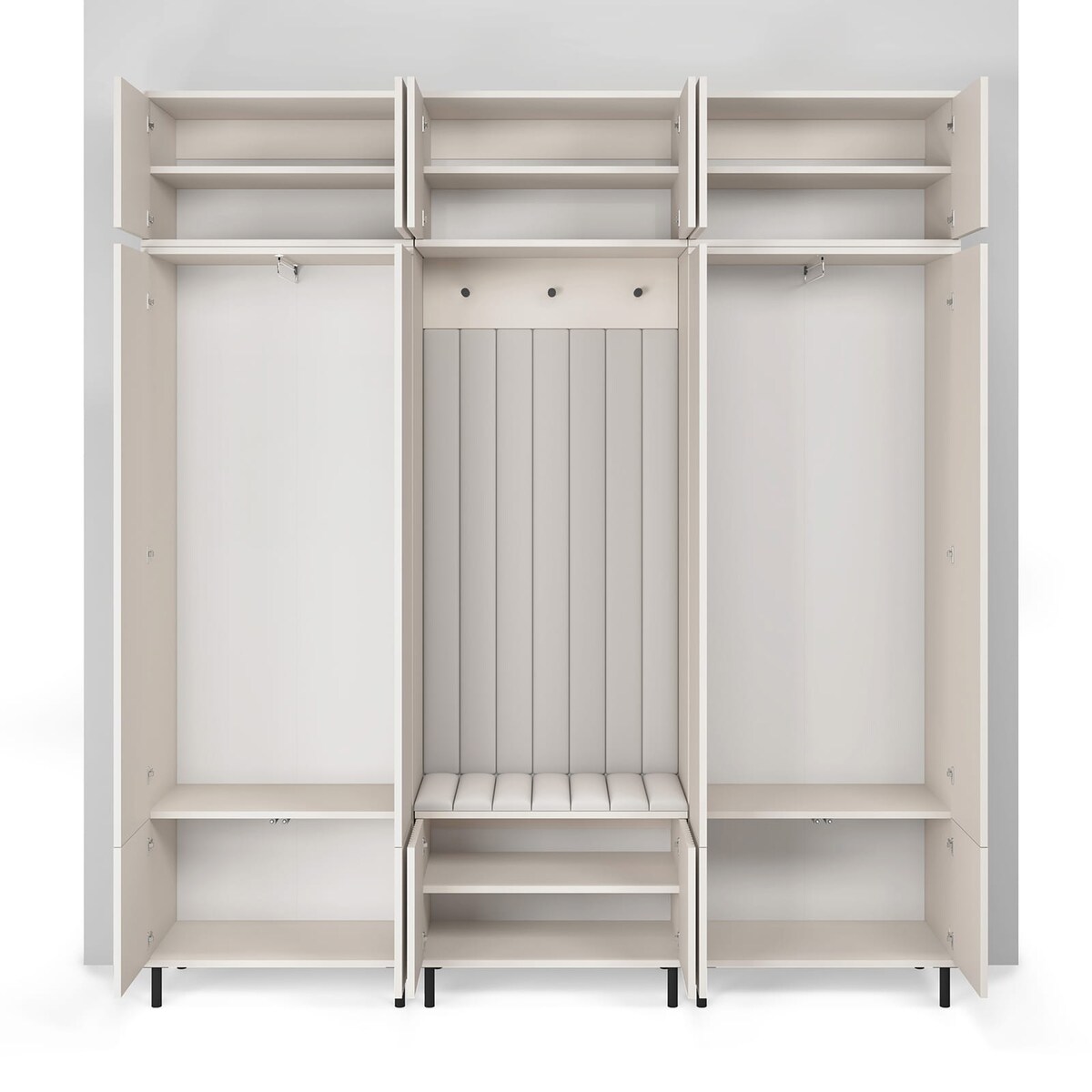 Garderoba frezowana na wysokich nogach Ritmo wersja 3 Trinity 02 kaszmir