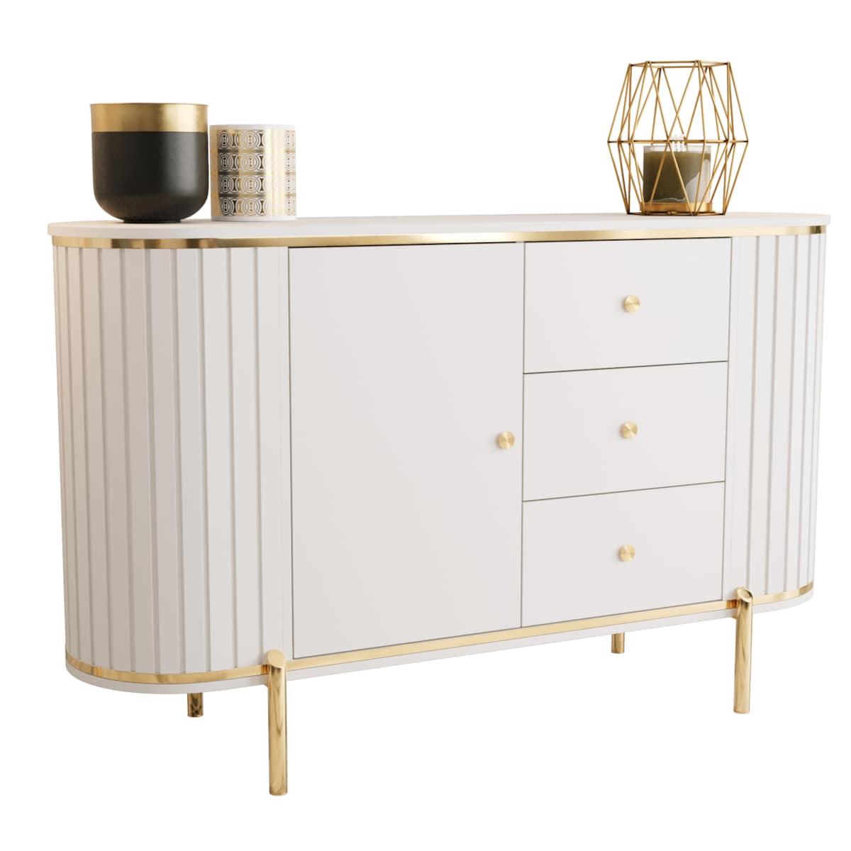 Komoda półokrągła z lamelami NEW YORK 150 biały