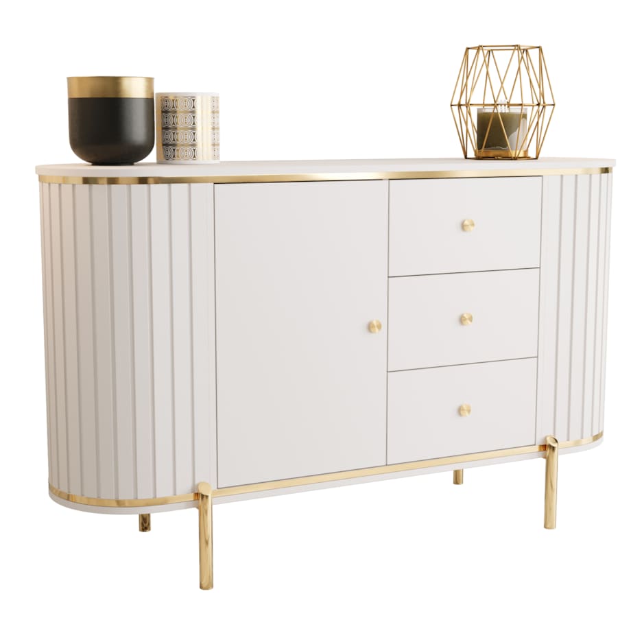 Komoda półokrągła z lamelami NEW YORK 150 biały