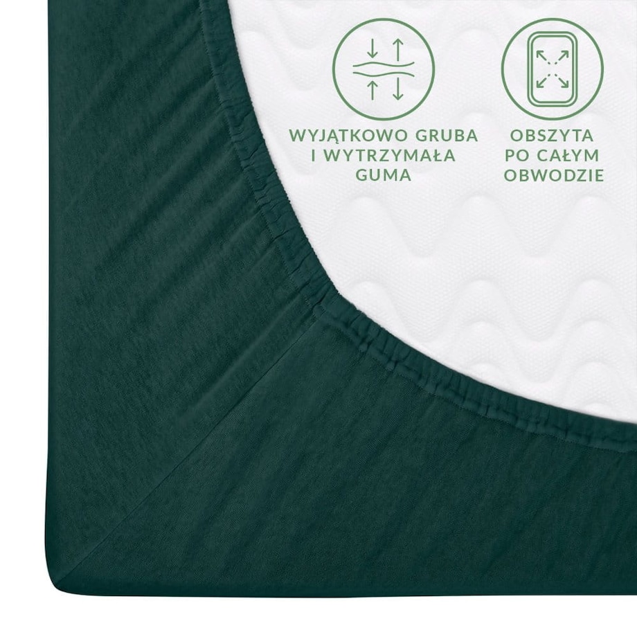 Prześcieradło jersey z gumką 140x200 kolor zieleń butelkowa PREMIUM