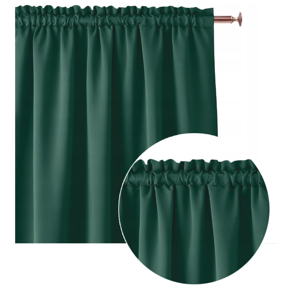 Zasłona Gotowa do Salonu Aura Zielona 140 x 280 na Taśmie Żabki Tunel miękka