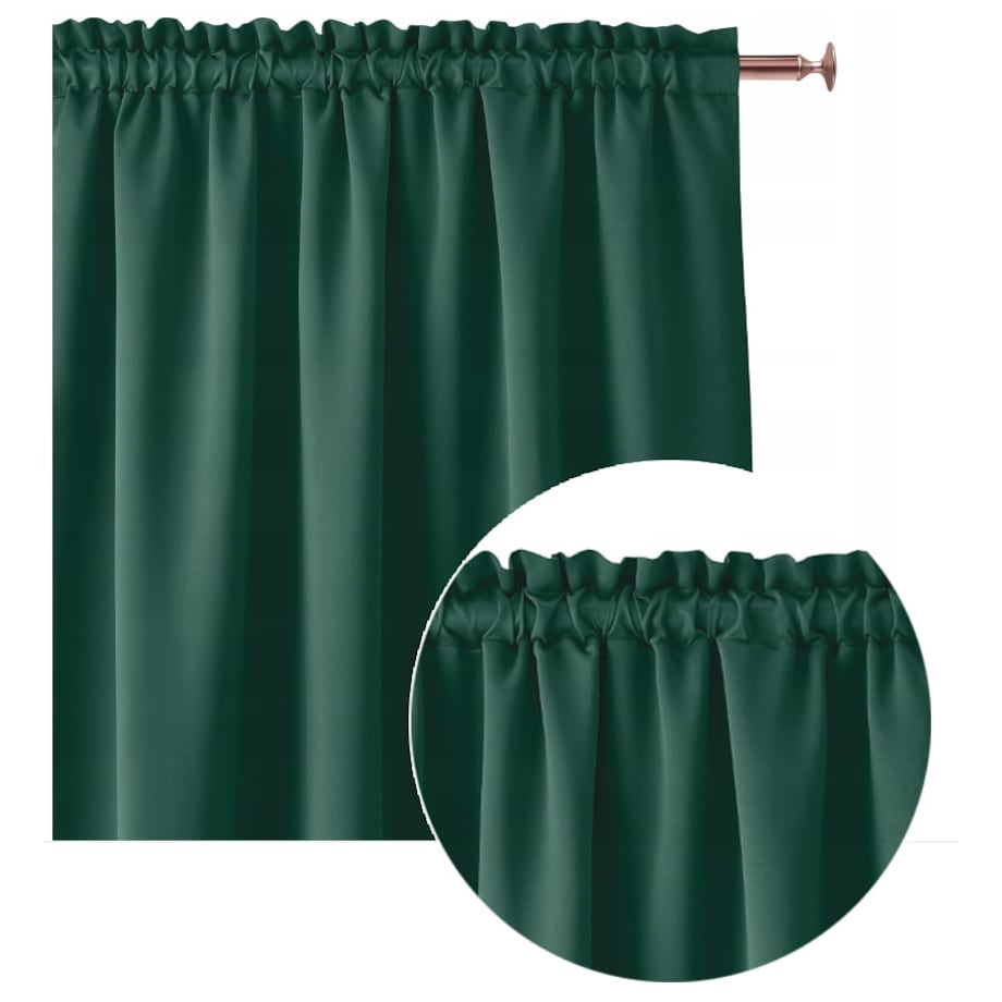 Zasłona Gotowa do Salonu Aura Zielona 140 x 280 na Taśmie Żabki Tunel miękka