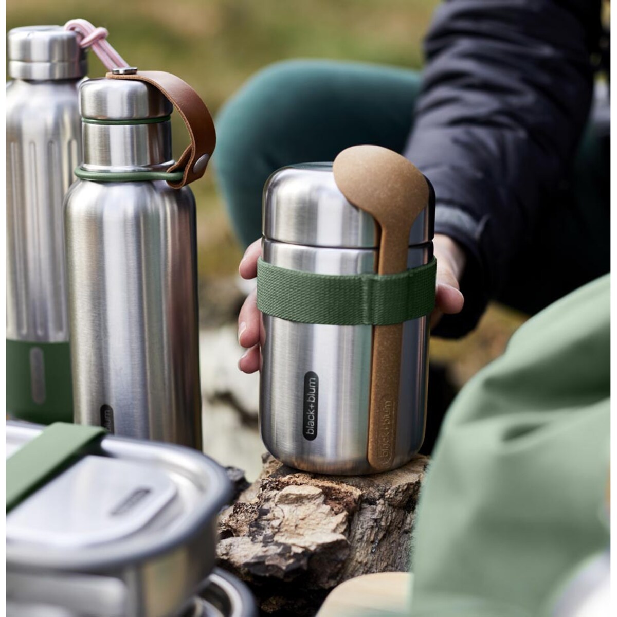 Termos obiadowy stalowy oliwkowy, 400 ml, Black+Blum