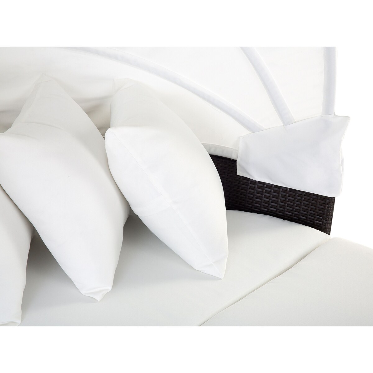 Kosz ogrodowy z technorattanu z pufem brązowo-biały SYLT LUX