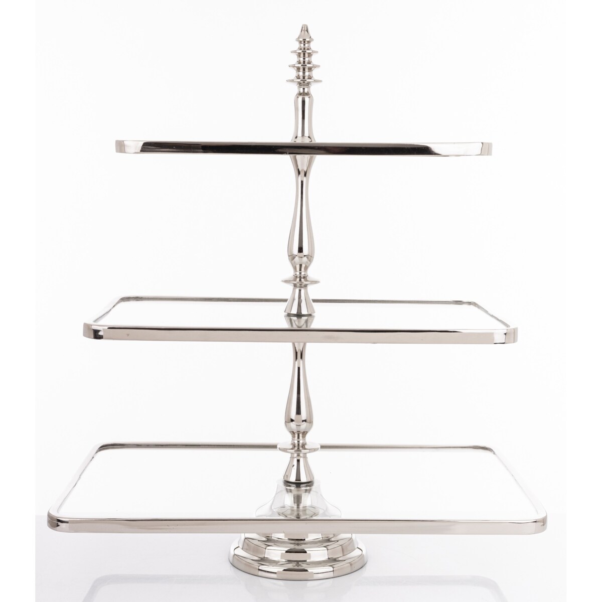 Patera 3-poziomowa szklana 55x47x31 cm ETERA-3 srebrna