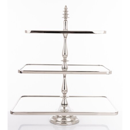Patera 3-poziomowa szklana 55x47x31 cm ETERA-3 srebrna