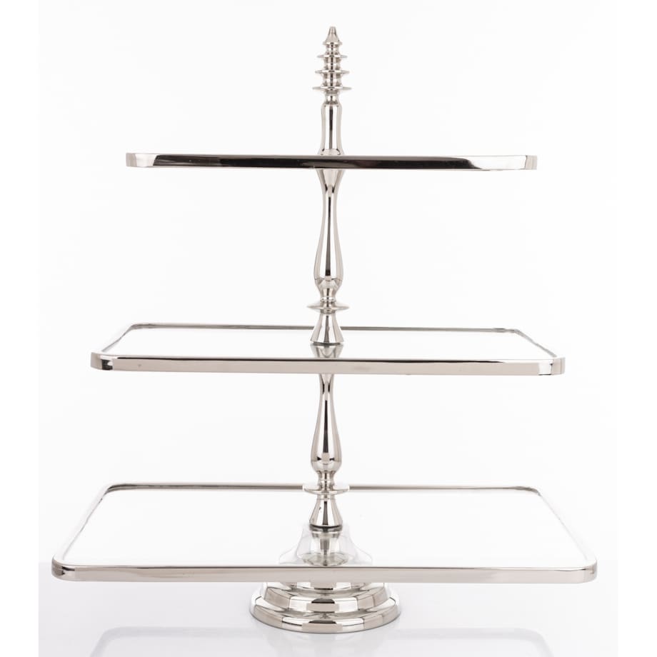 Patera 3-poziomowa szklana 55x47x31 cm ETERA-3 srebrna
