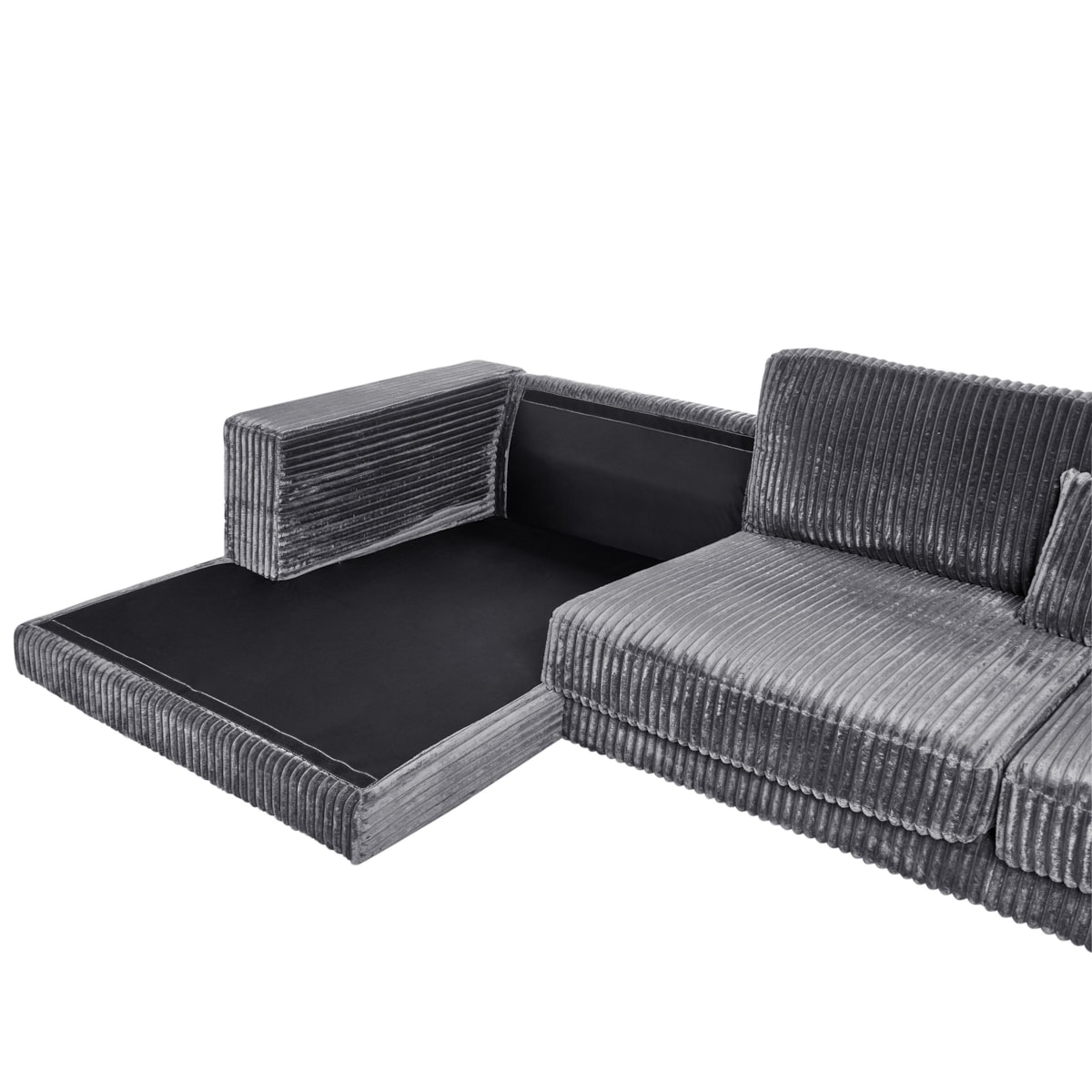 Narożnik 4-osobowy sztruksowy prawostronny ciemnoszary LOFOTEN