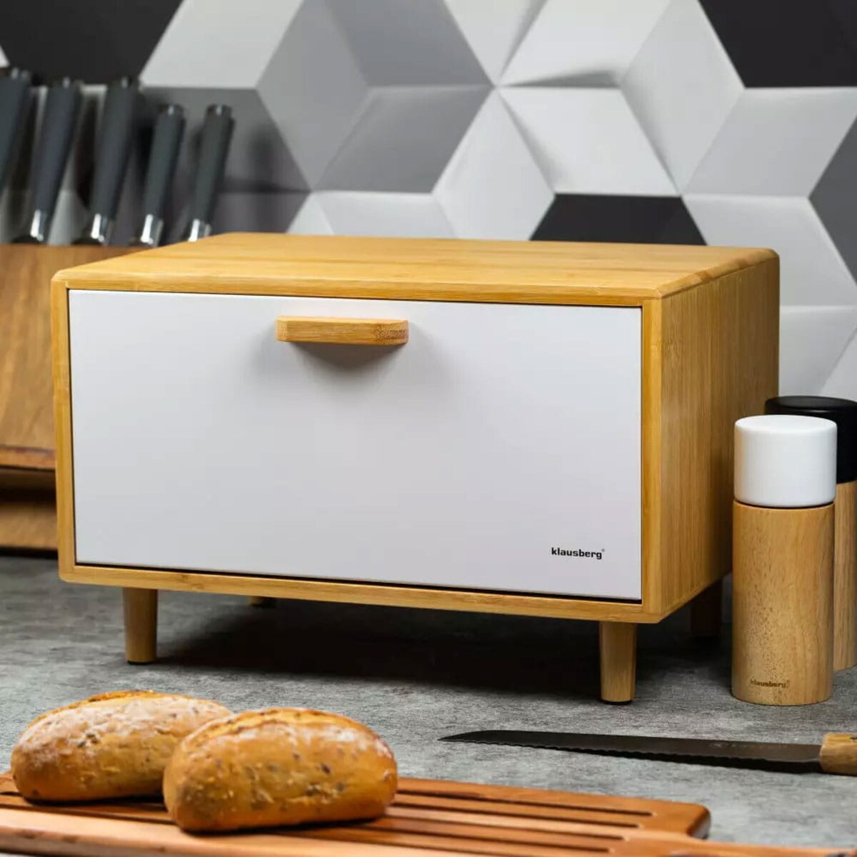 Chlebak bambusowy pojemnik na pieczywo chleb biały KLAUSBERG