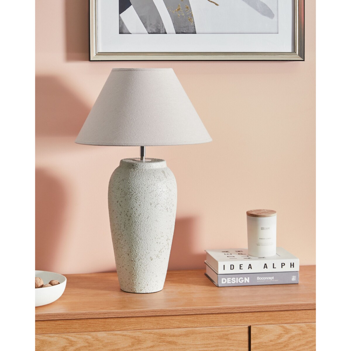 Lampa stołowa ceramiczna biała AMBLO