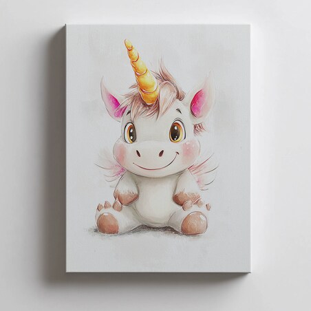 Plakat Uroczy jednorożec w pastelowych kolorach, 40x50 cm, bez ramy, płótno premium na blejtramie