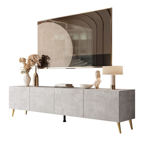 Szafka RTV COLGANTE 200 beton nogi skośne złoty chrom