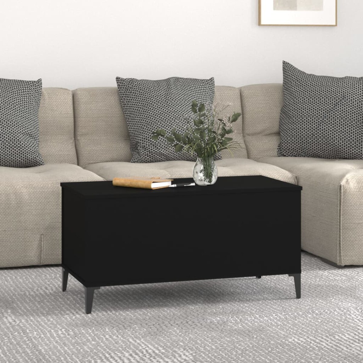 vidaXL Stolik kawowy, czarny, 90x44,5x45 cm, materiał drewnopochodny