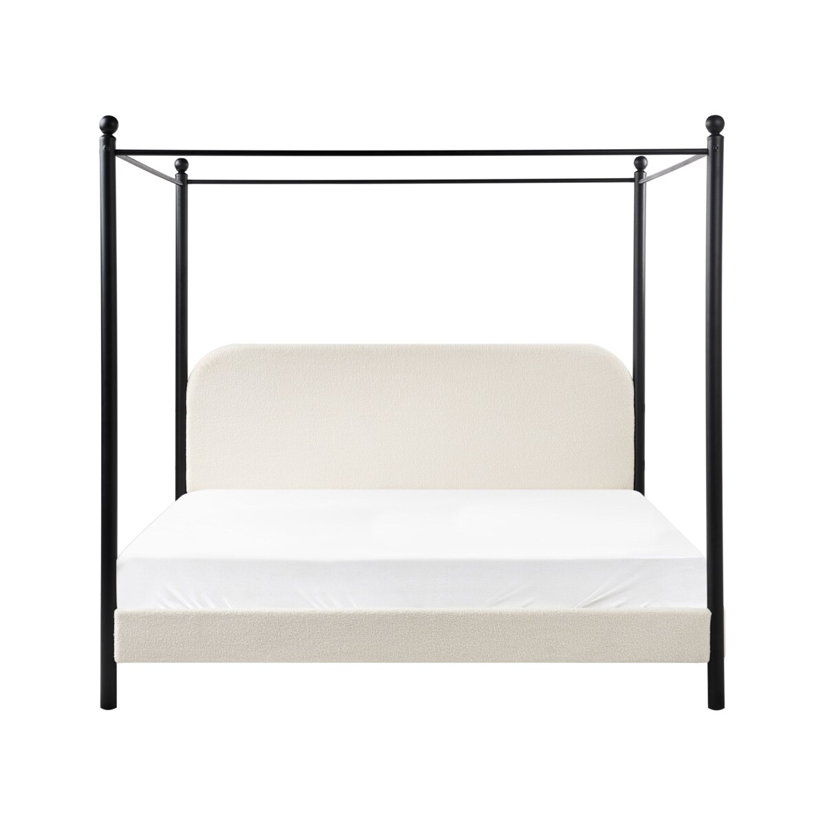 Łóżko z baldachimem Boucle DANNEMOIS 180 x 200 cm Złamana biel