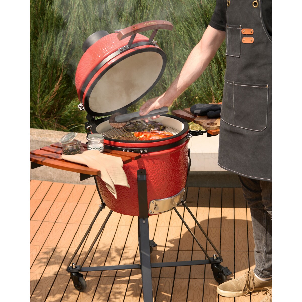 Grill węglowy KAMADO Ceramika Czerwony