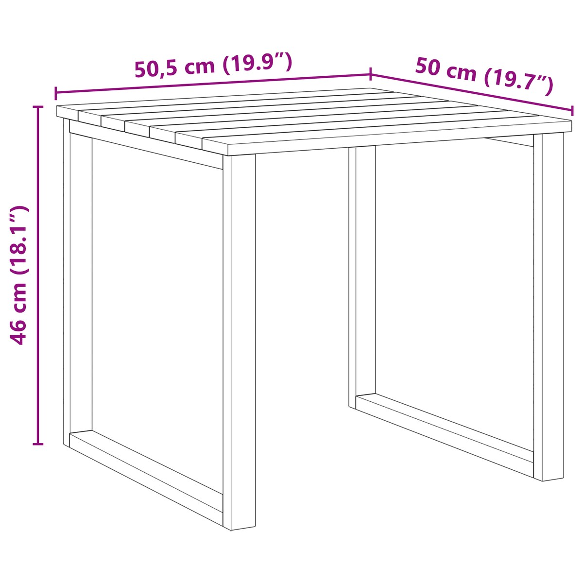 vidaXL Stół leżankowy 50,5x50,5x46 cm z impregnowanego drewna sosnowego