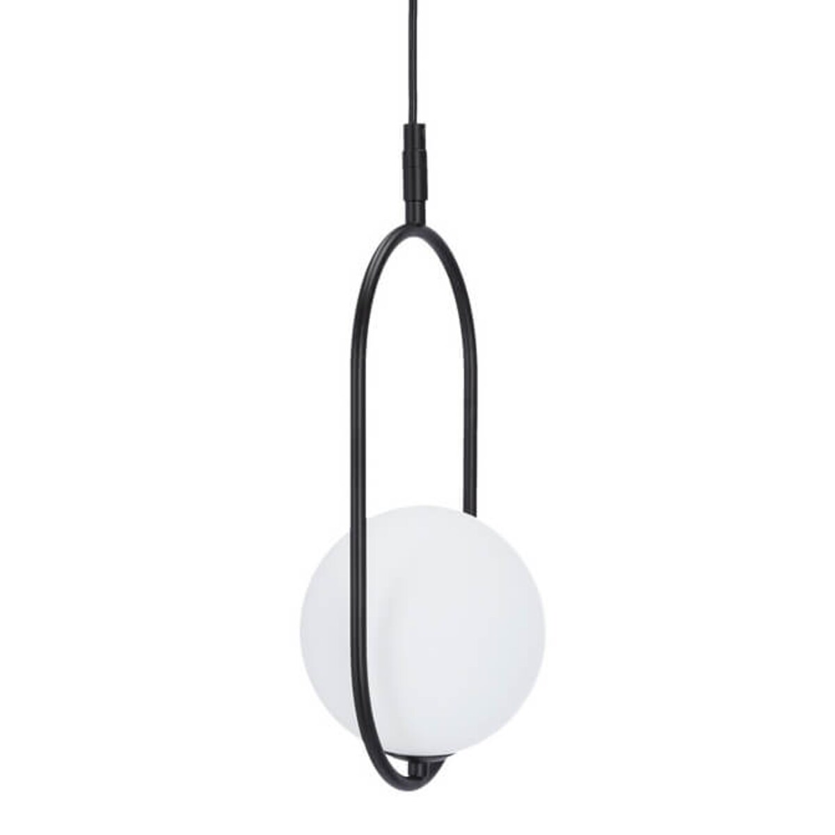 Czarna lampa wisząca Cordel szklana kula frame do sypialni