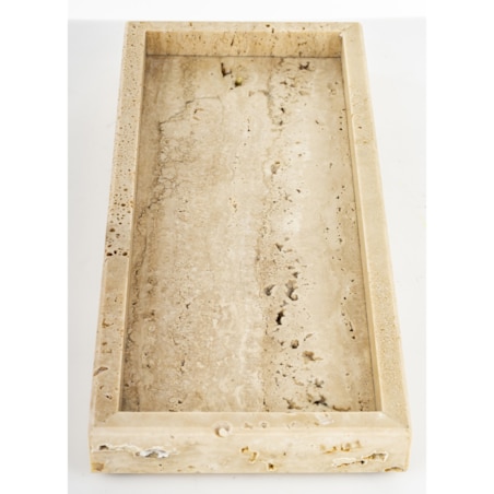 Taca dekoracyjna z trawertynu 30x13x3 cm VANTIERA small
