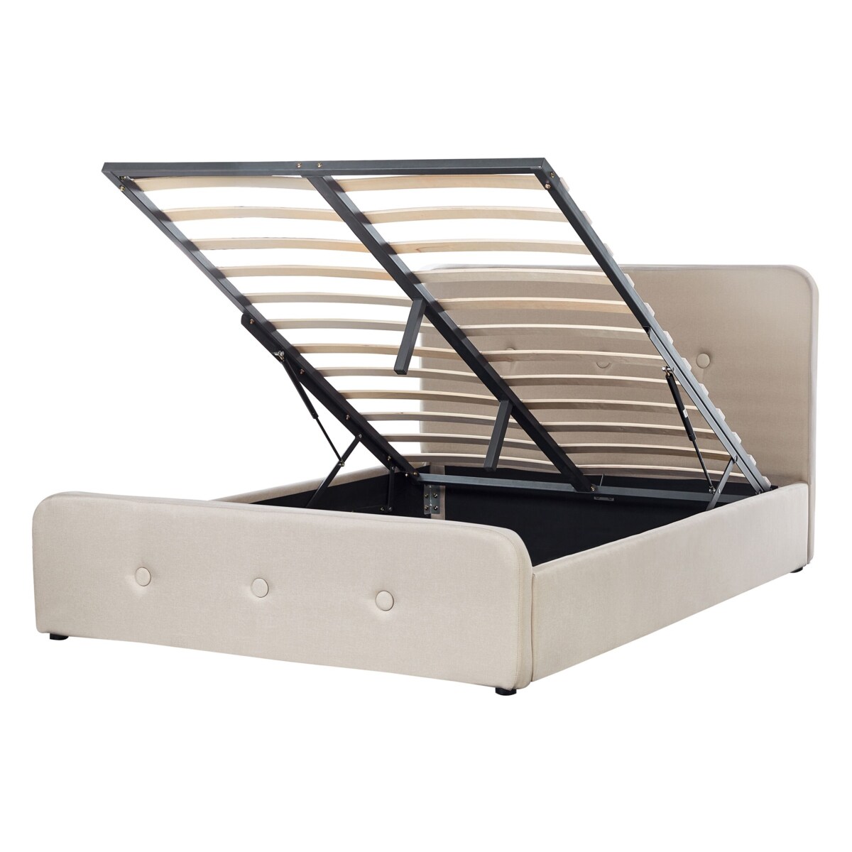 Łóżko z pojemnikiem tapicerowane 140 x 200 cm beżowe RENNES