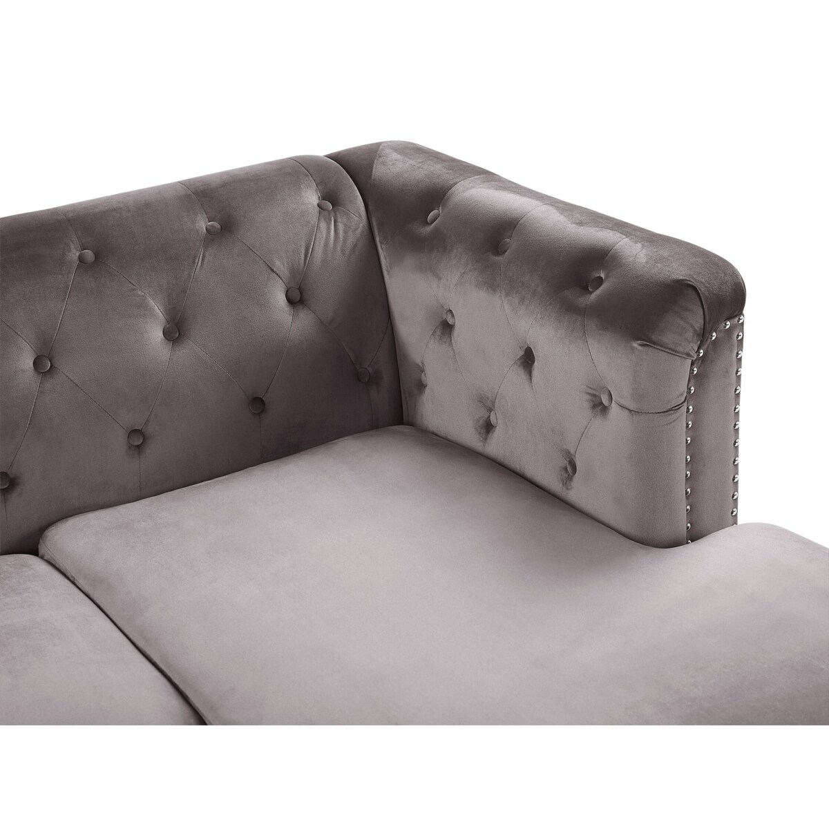 Narożnik welurowy lewostronny szary FLEN