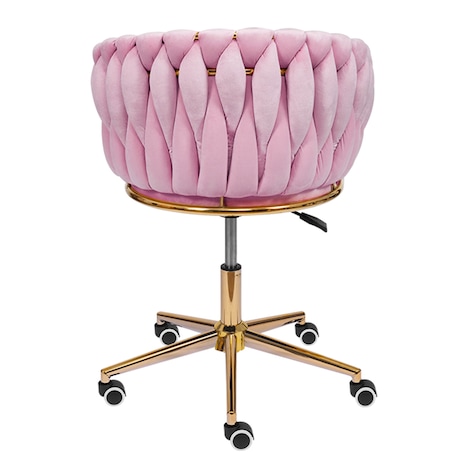 Fotel biurowy krzesło obrotowe regulowane welurowe różowe