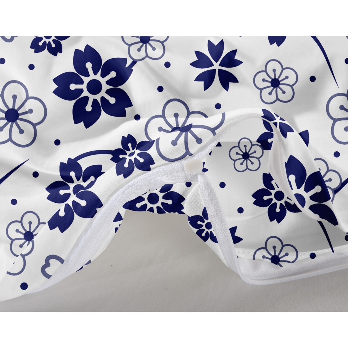 Pościel Biała Blue Flowers 220X200 + 2 Poszewki 70X80 Kwiatki