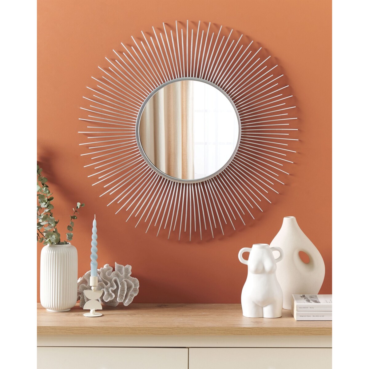 Lustro ścienne CILLY 80 cm 80 cm Metal Srebrny