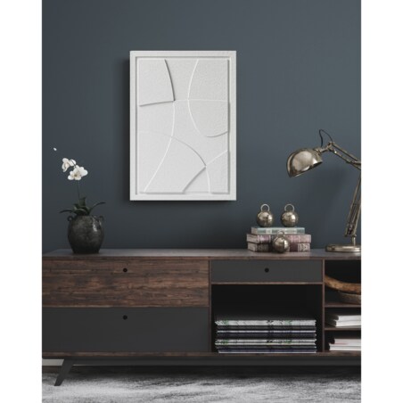 Obraz 3D 50x70cm Abstract I – Dekoracja Ścienna z Tynku Naturalnego, Bianco Minimalistyczny Relief